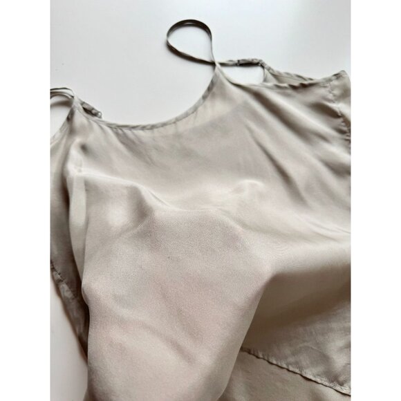 EILEEN FISHER Dove Beige Taupe Silk Habotai Camisole Tank Top, Size L - Picture 7 of 9